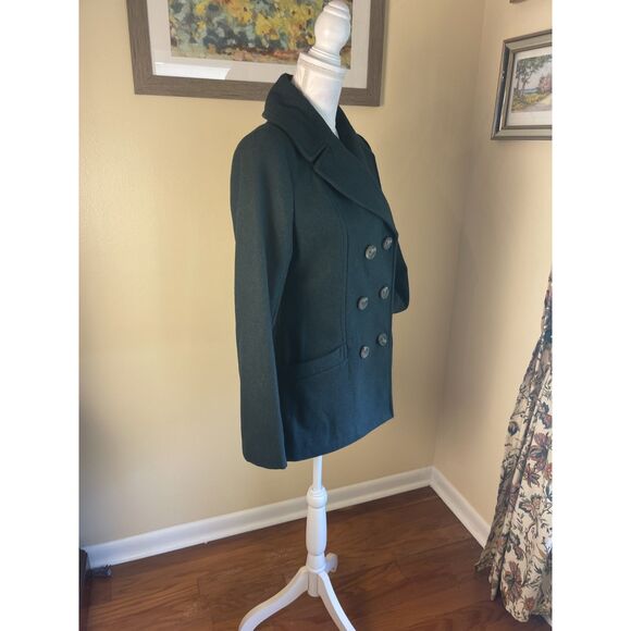 NWT Merona Womens Dark Green Peacoat S Classic Preppy Wool Blend Cozy Outerwear - Picture 6 of 13